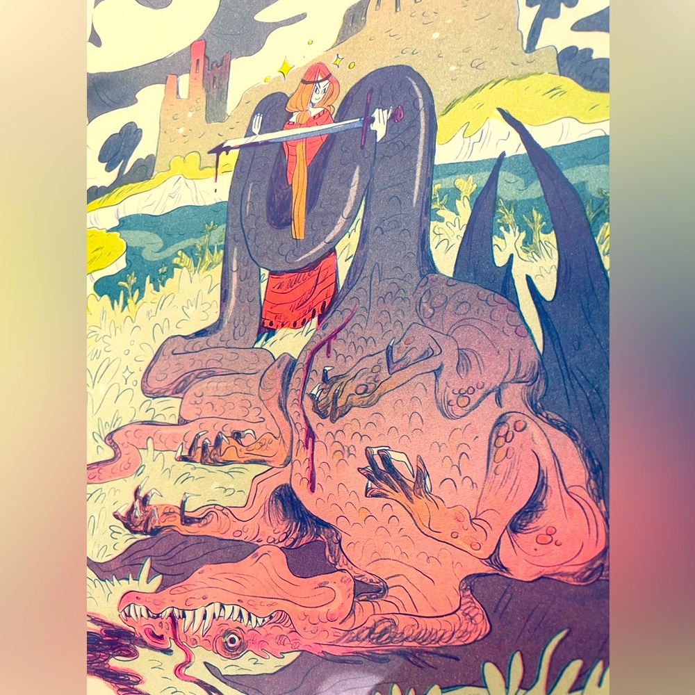 Art print multicolor, Princess Slaying Dragon (frame not included)